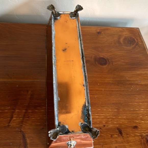 Antique Copper Brass Lion Head Handles PLANTER Trough Claw Feet 16”x 5 3/4” x 4” - Picture 9 of 10